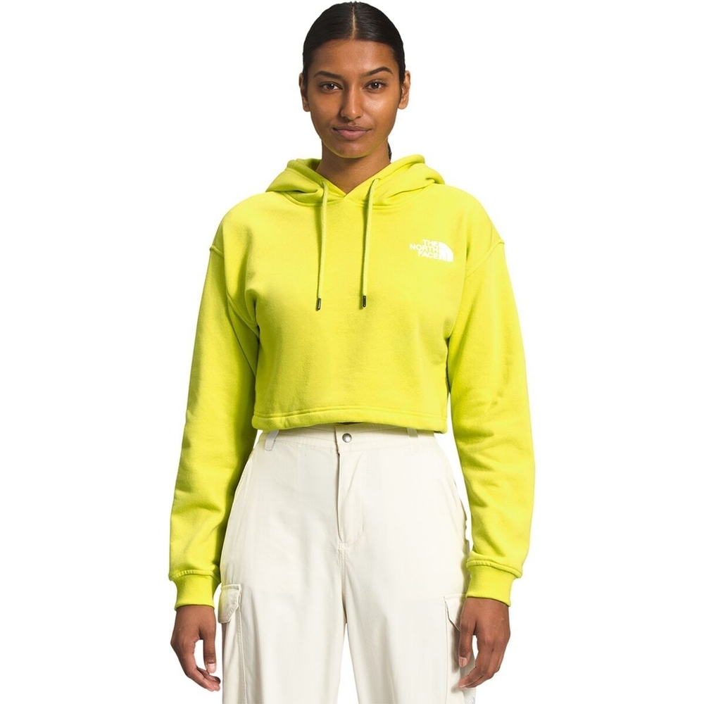 North Face Crop DRP Hoodie Sz L Lime EUC #33